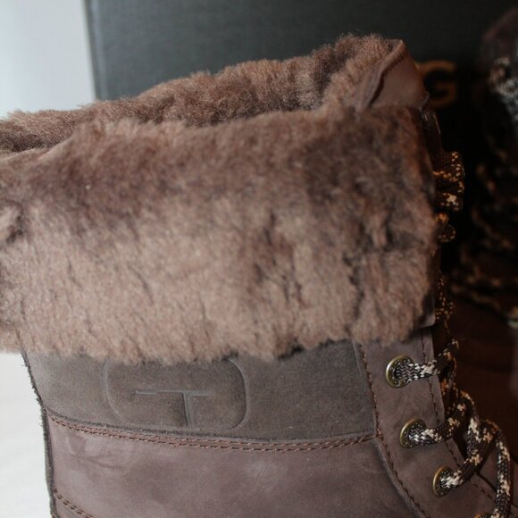 NIB UGG MEN'S BUTTE LOGO LEATHER SUEDE SHEARLING LINED WINTER SNOW BOOTS - Picture 5 of 11
